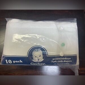 Gerber 10-Pack‎ White Pre folded Cloth Diapers